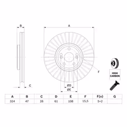 Disque de frein BOSCH 0 986 479 565 avant, ventilé, à haute teneur en carbone, 1 pièce - Vue supplémentaire 7