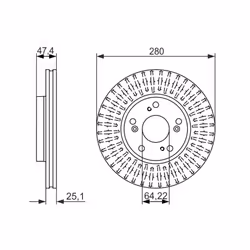 Disque de frein BOSCH 0 986 479 625 avant, ventilé, 1 pièce
