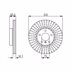 Disque de frein BOSCH 0 986 479 624 avant, ventilé, à haute teneur en carbone, 1 pièce - Vue supplémentaire 7