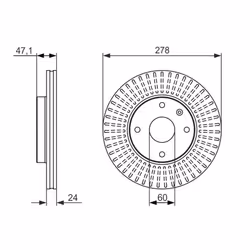 Disque de frein BOSCH 0 986 479 649 avant, ventilé, à haute teneur en carbone, 1 pièce - Vue supplémentaire 7