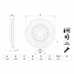Disque de frein BOSCH 0 986 479 735 avant, ventilé, à haute teneur en carbone, 1 pièce - Vue supplémentaire 7