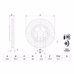 Disque de frein BOSCH 0 986 479 753 avant, ventilé, à haute teneur en carbone, 1 pièce - Vue supplémentaire 7