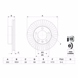 Disque de frein BOSCH 0 986 479 716 avant, ventilé, à haute teneur en carbone, 1 pièce - Vue supplémentaire 7