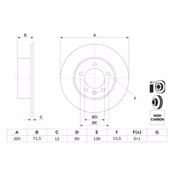 Disque de frein BOSCH 0 986 479 717 arrière, plein, à haute teneur en carbone, 1 pièce - Vue supplémentaire 7