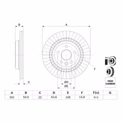 Disque de frein BOSCH 0 986 479 713 arrière, ventilé, à haute teneur en carbone, 1 pièce - Vue supplémentaire 7