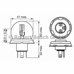 Ampoule secondaire BOSCH R2 Pure Light 12V, 45/40W, 1 pièce