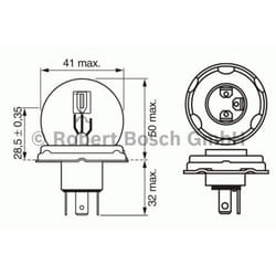 Ampoule secondaire BOSCH R2 Pure Light 12V, 45/40W, 1 pièce