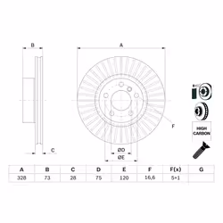 Disque de frein BOSCH 0 986 479 771 avant, ventilé, à haute teneur en carbone, 1 pièce - Vue supplémentaire 7