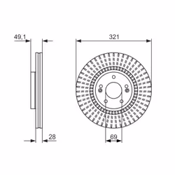 Disque de frein BOSCH 0 986 479 786 avant, ventilé, à haute teneur en carbone, 1 pièce