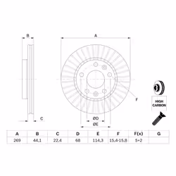 Disque de frein BOSCH 0 986 479 779 avant, ventilé, à haute teneur en carbone, 1 pièce - Vue supplémentaire 7