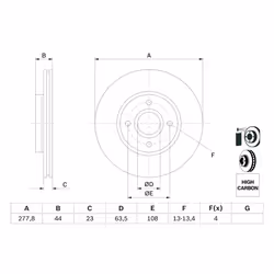Disque de frein BOSCH 0 986 479 659 avant, ventilé, à haute teneur en carbone, 1 pièce - Vue supplémentaire 7