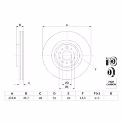 Disque de frein BOSCH 0 986 479 736 avant, ventilé, à haute teneur en carbone, 1 pièce - Vue supplémentaire 7