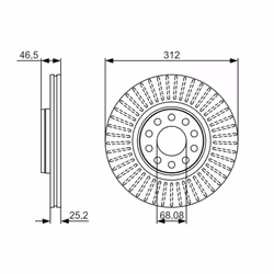Disque de frein BOSCH 0 986 479 A30 avant, ventilé, à haute teneur en carbone, 1 pièce - Vue supplémentaire 7