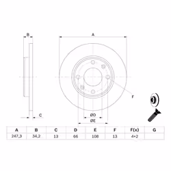 Disque de frein BOSCH 0 986 479 B55 avant, plein, 1 pièce - Vue supplémentaire 7