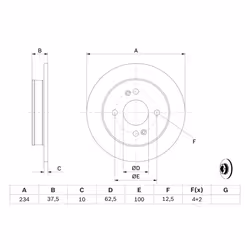 Disque de frein BOSCH 0 986 479 B95 arrière, plein, 1 pièce - Vue supplémentaire 7
