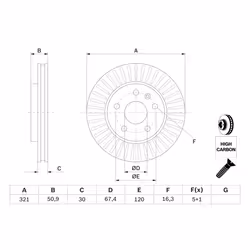 Disque de frein BOSCH 0 986 479 C16 avant, ventilé, à haute teneur en carbone, 1 pièce - Vue supplémentaire 7