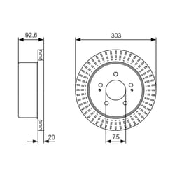 Disque de frein BOSCH 0 986 479 V26 arrière, ventilé, 1 pièce