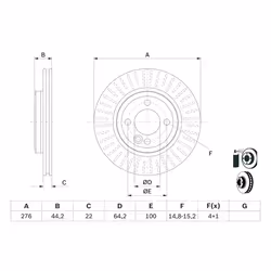 Disque de frein BOSCH 0 986 479 B39 avant, ventilé, à haute teneur en carbone, 1 pièce - Vue supplémentaire 7