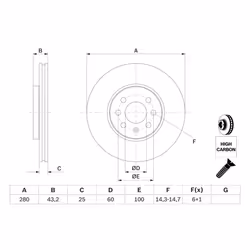 Disque de frein BOSCH 0 986 479 B68 avant, ventilé, à haute teneur en carbone, 1 pièce - Vue supplémentaire 7