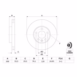 Disque de frein BOSCH 0 986 479 B88 avant, ventilé, à haute teneur en carbone, 1 pièce - Vue supplémentaire 7