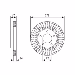Disque de frein BOSCH 0 986 479 A52 avant, ventilé, 1 pièce