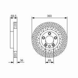 Disque de frein BOSCH 0 986 479 B12 avant, ventilé, à haute teneur en carbone, 1 pièce - Vue supplémentaire 7