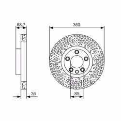 Disque de frein BOSCH 0 986 479 B13 avant, ventilé, à haute teneur en carbone, 1 pièce - Vue supplémentaire 7