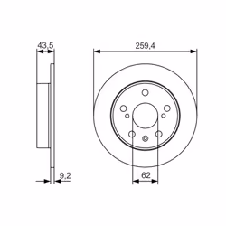 Disque de frein BOSCH 0 986 479 C44 arrière, plein, à haute teneur en carbone, 1 pièce