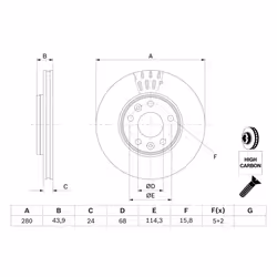 Disque de frein BOSCH 0 986 479 C62 avant, ventilé, à haute teneur en carbone, 1 pièce - Vue supplémentaire 7