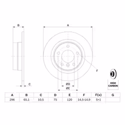 Disque de frein BOSCH 0 986 479 C55 arrière, plein, à haute teneur en carbone, 1 pièce - Vue supplémentaire 7