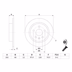 Disque de frein BOSCH 0 986 479 C73 arrière, plein, 1 pièce - Vue supplémentaire 7