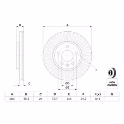 Disque de frein BOSCH 0 986 479 C56 avant, ventilé, à haute teneur en carbone, 1 pièce - Vue supplémentaire 7
