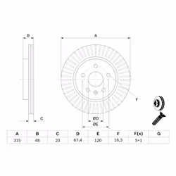 Disque de frein BOSCH 0 986 479 C71 arrière, ventilé, 1 pièce - Vue supplémentaire 7