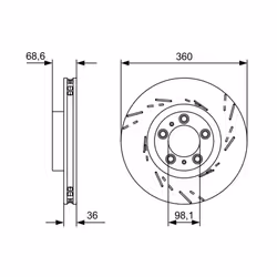 Disque de frein BOSCH 0 986 479 D23 avant, ventilé, rainuré, à haute teneur en carbone, 1 pièce - Vue supplémentaire 7