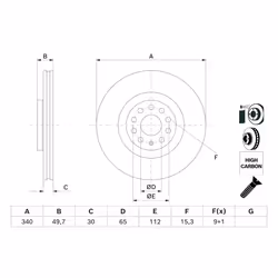 Disque de frein BOSCH 0 986 479 C90 avant, ventilé, à haute teneur en carbone, 1 pièce - Vue supplémentaire 7