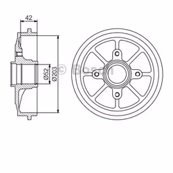Tambours De Frein; BOSCH; avec roulement de roue, avec bague ABS 220 Essieu arrière; pour CITROËN, PEUGEOT; 424746, 424746, 4 ...