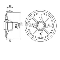 BOSCH 0 986 477 303 Tambours De Frein avec roulement de roue, avec bague ABS 220 Essieu arrière CITROËN: C3 I 3/5 portes, C2 3/5 portes, C3 Pluriel