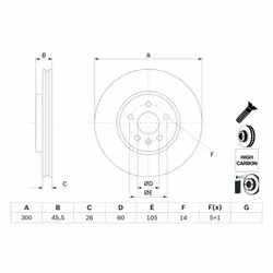 Disque de frein BOSCH 0 986 479 D93 avant, ventilé, à haute teneur en carbone, 1 pièce - Vue supplémentaire 7