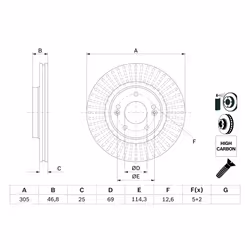 Disque de frein BOSCH 0 986 479 E42 avant, ventilé, à haute teneur en carbone, 1 pièce - Vue supplémentaire 7
