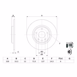 Disque de frein BOSCH 0 986 479 E57 arrière, plein, 1 pièce