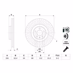Disque de frein BOSCH 0 986 479 E39 avant, ventilé, à haute teneur en carbone, 1 pièce - Vue supplémentaire 7