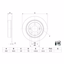 Disque de frein BOSCH 0 986 479 E45 arrière, plein, 1 pièce