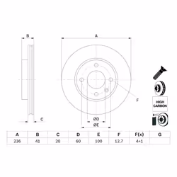 Disque de frein BOSCH 0 986 479 D91 avant, ventilé, à haute teneur en carbone, 1 pièce - Vue supplémentaire 5