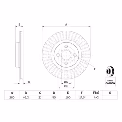 Disque de frein BOSCH 0 986 479 E37 avant, ventilé, à haute teneur en carbone, 1 pièce - Vue supplémentaire 7