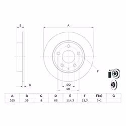 Disque de frein BOSCH 0 986 479 E54 arrière, plein, 1 pièce