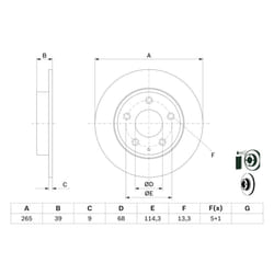 Disque de frein BOSCH 0 986 479 E54 arrière, plein, 1 pièce
