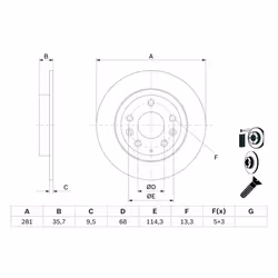 Disque de frein BOSCH 0 986 479 E55 arrière, plein, 1 pièce