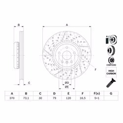 Disque de frein BOSCH 0 986 479 E10 avant, ventilé, rainuré, à haute teneur en carbone, 1 pièce - Vue supplémentaire 5