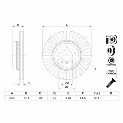 Disque de frein BOSCH 0 986 479 E14 avant, ventilé, à haute teneur en carbone, 1 pièce - Vue supplémentaire 5