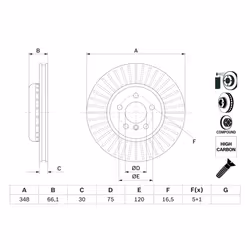Disque de frein BOSCH 0 986 479 E16 avant, ventilé, à haute teneur en carbone, 1 pièce - Vue supplémentaire 5
